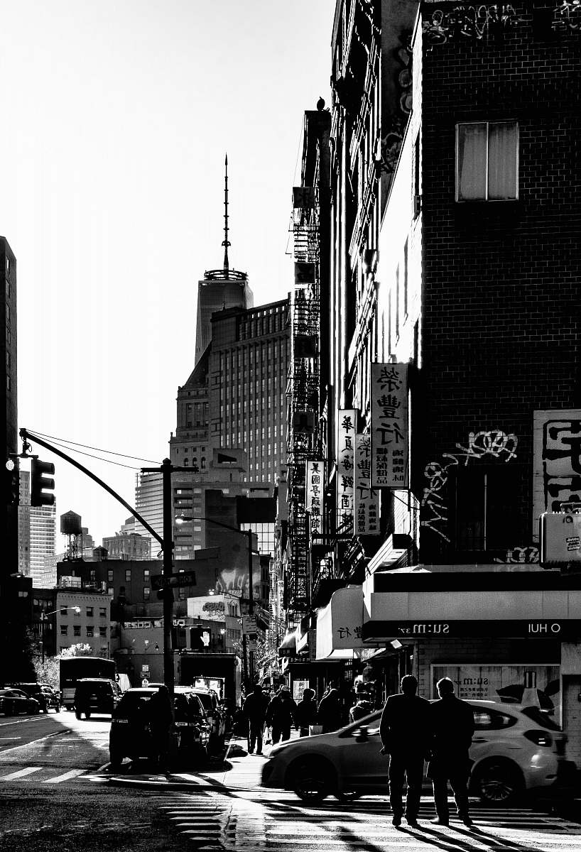 new york grayscale photo of high-rise buildings street photography